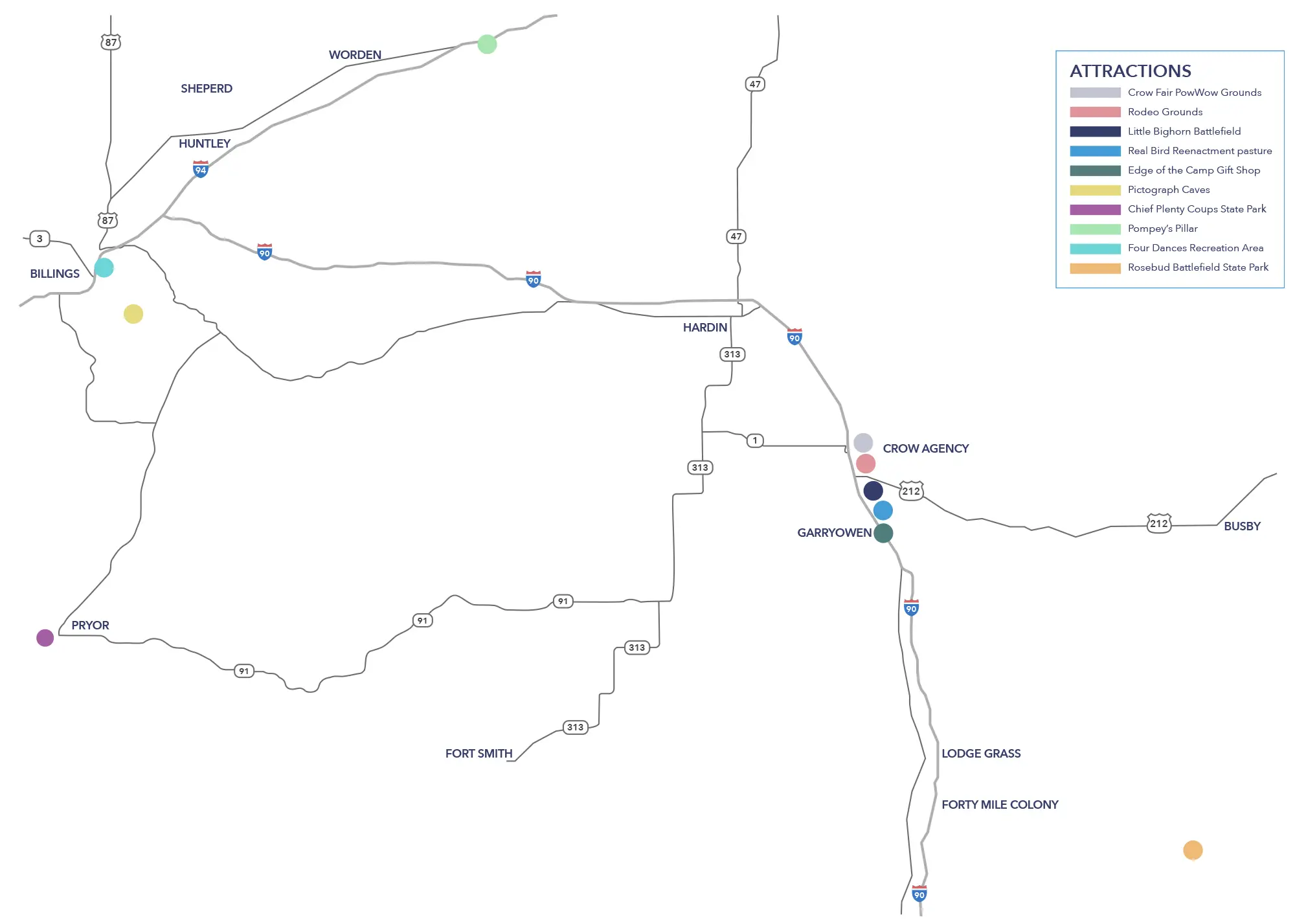 Crow Country Attractions Map